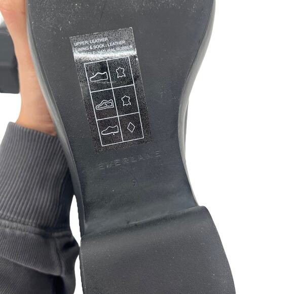 EVERLANE The Puffa Chelsea Boot Black Leather Pull On High Heel Platform 9 NEW - Picture 6 of 6